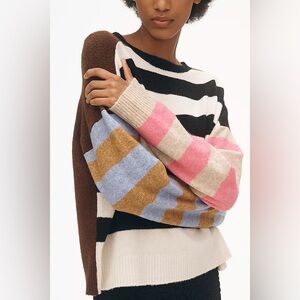 Anthropologie Colorblock Crew Neck Sweater - medium